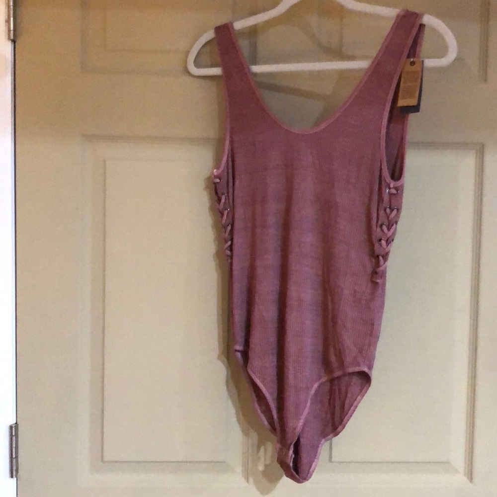 Soft and sexy rib snap LADY bodysuit mauve MED-NWT